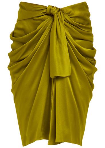 Draped silk knee-length skirt by CHLOE