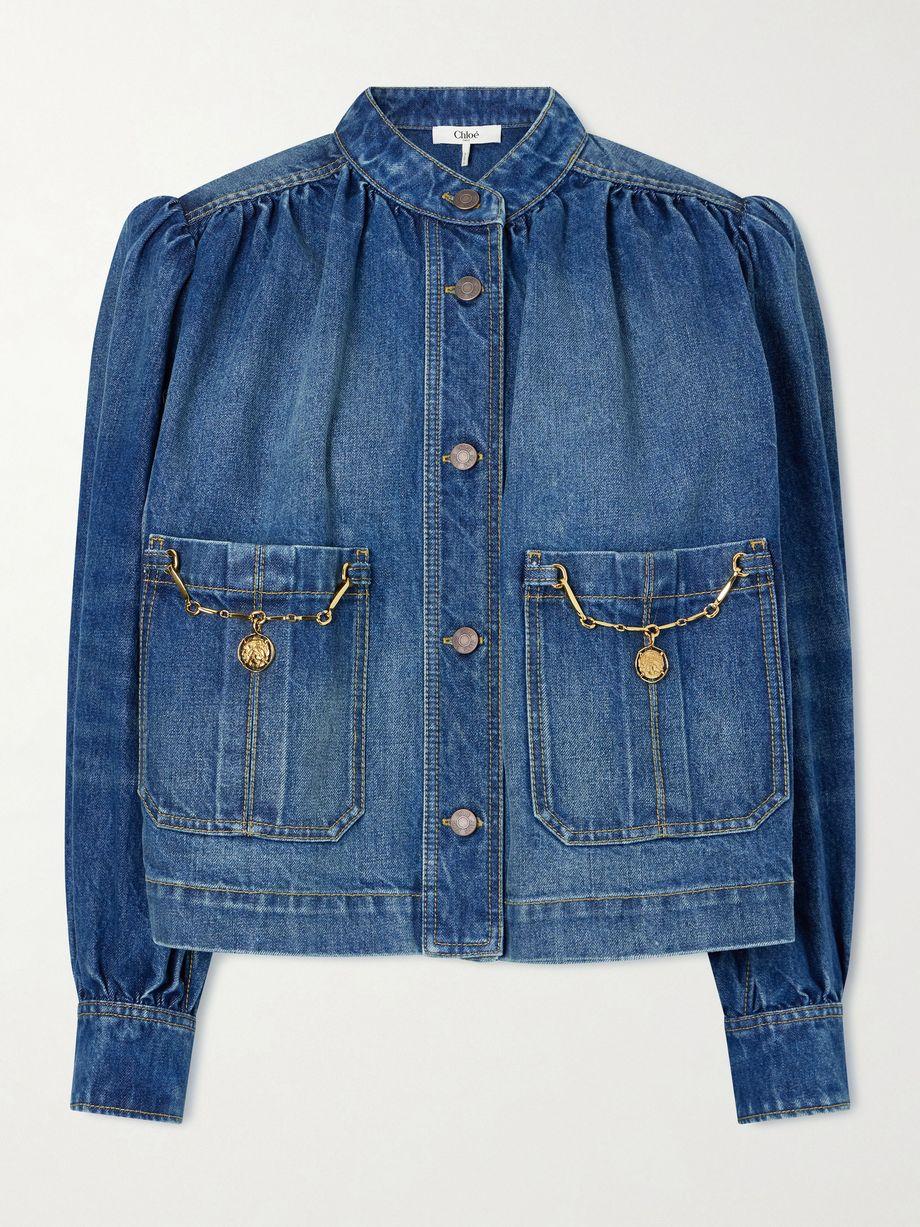 Embellished organic denim jacket by CHLOE