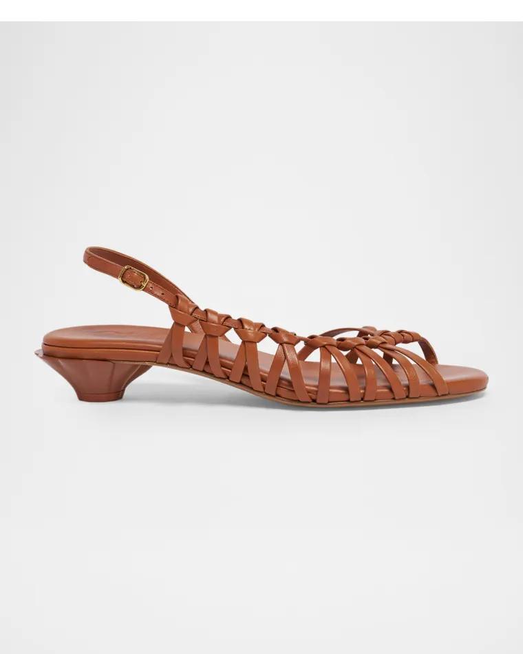 Estra Asymmetric Knotted Leather Sandals by CHLOE