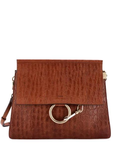 Faye Crocodile Embossed Leather Medium shoulder bag by CHLOE 
