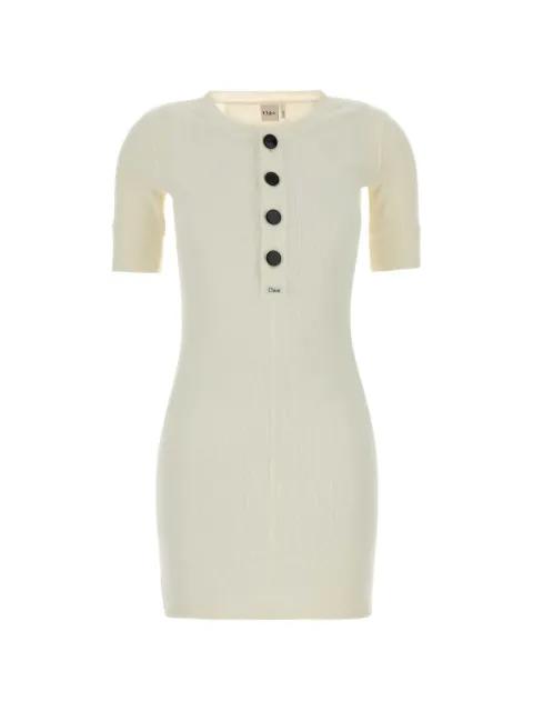 Fitted Henley ribbed-knit button-up mini dress by CHLOE