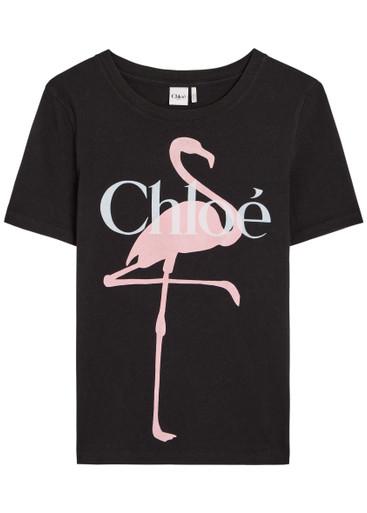 Flamingo printed cotton T-shirt by CHLOE