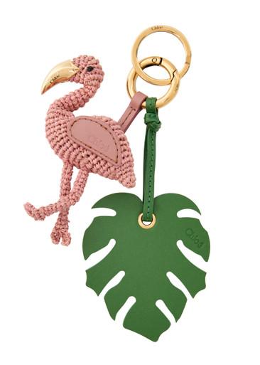 Flamingo raffia and leather bag charm by CHLOE