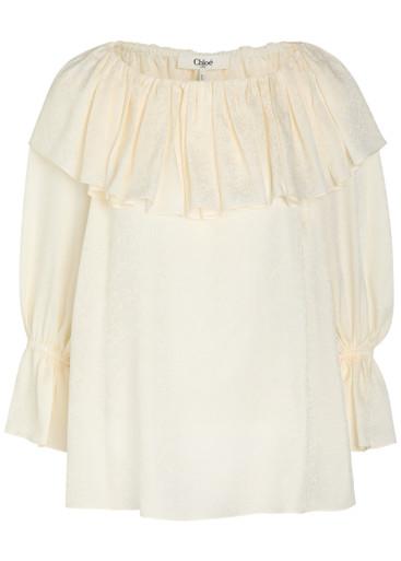 Floral jacquard ruffled silk blouse by CHLOE