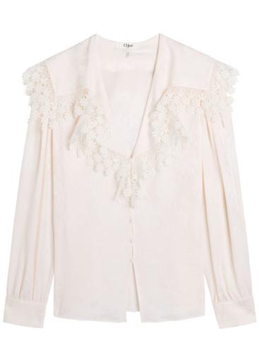 Floral-jacquard silk blouse by CHLOE