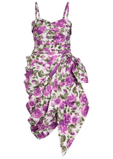 Floral-print gathered cotton mini dress by CHLOE
