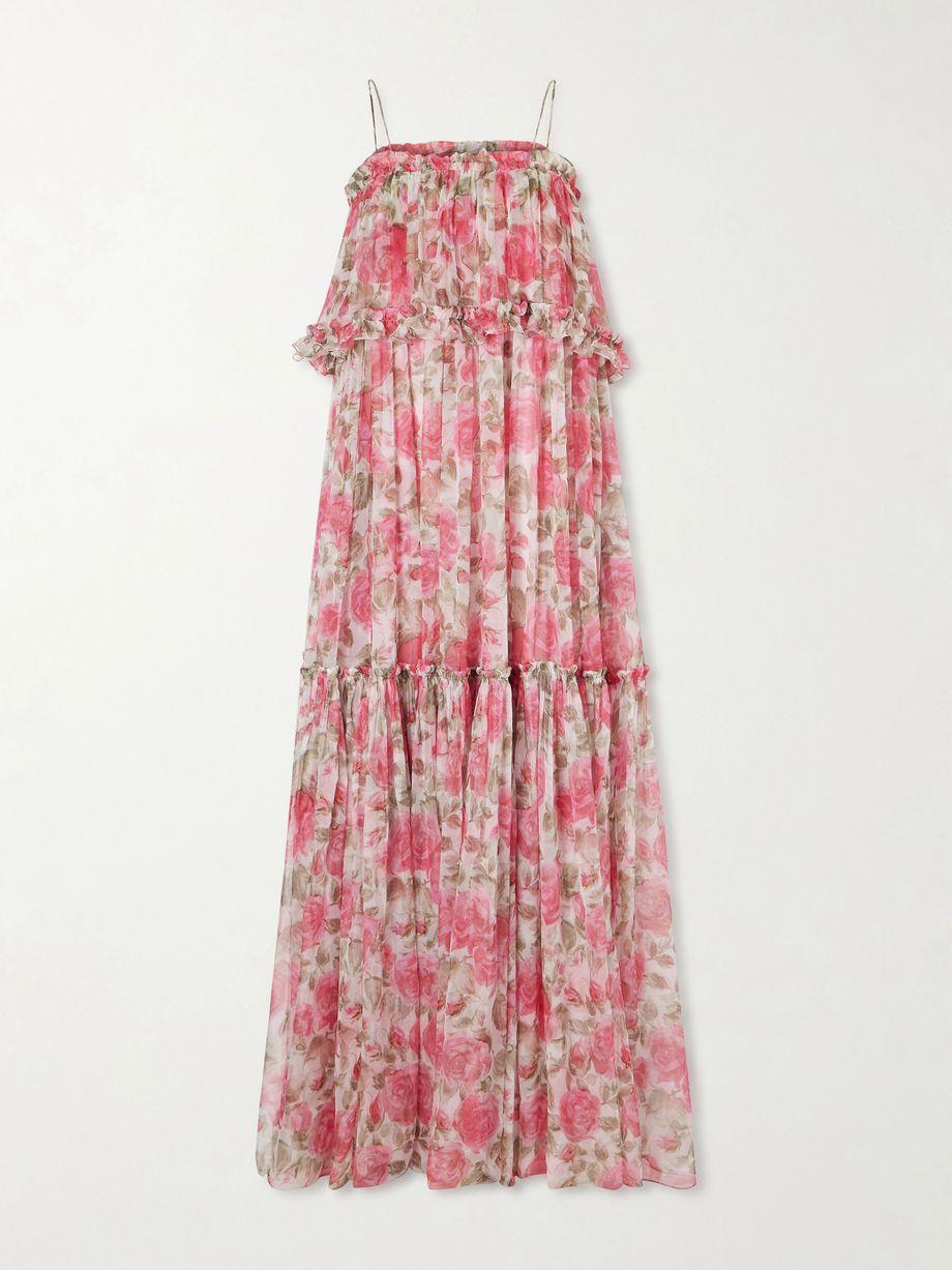 Floral-print ruffled silk-chiffon maxi dress by CHLOE