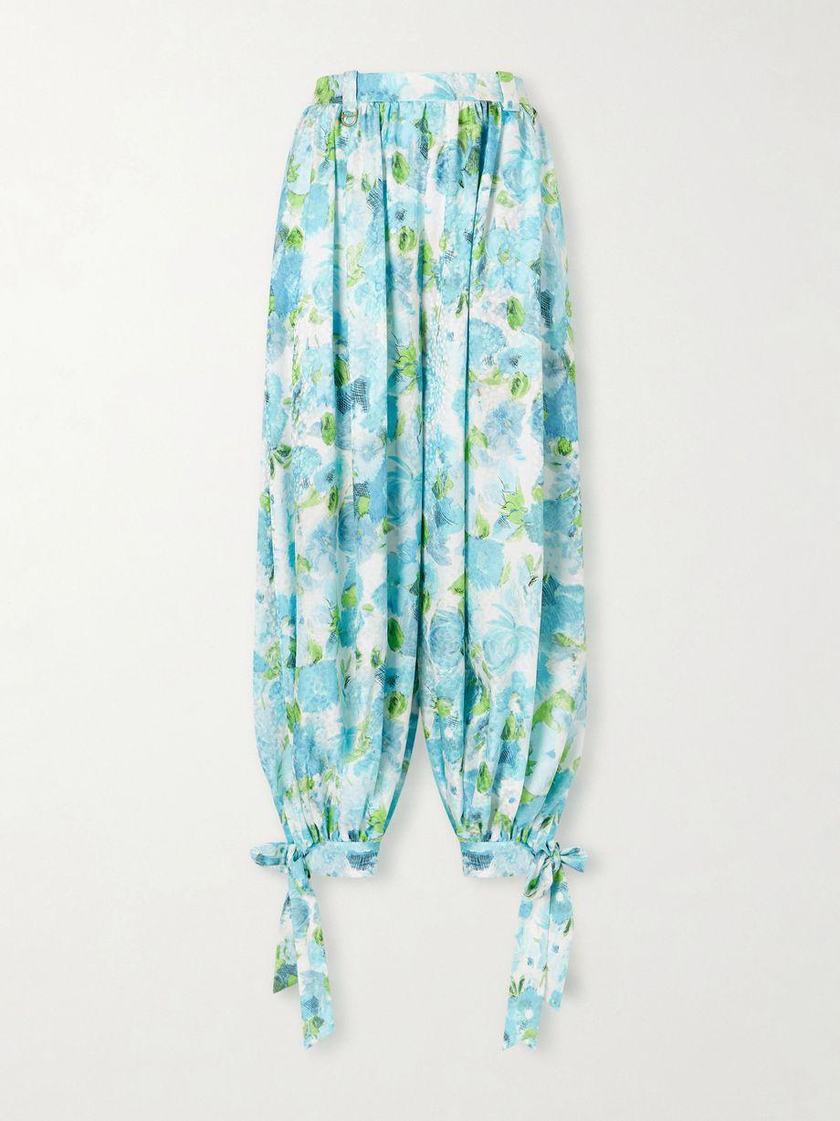Floral-print silk-jacquard cropped pants by CHLOE