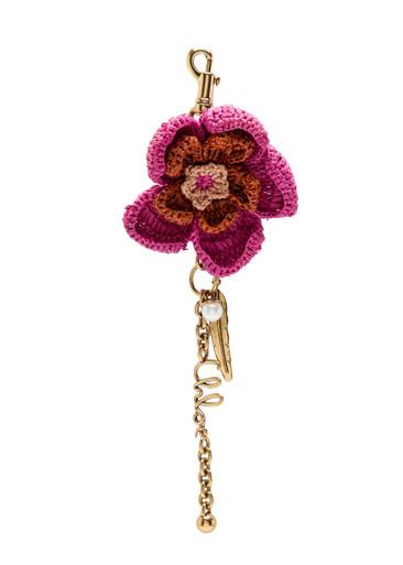 Floral raffia and metal key chain by CHLOE