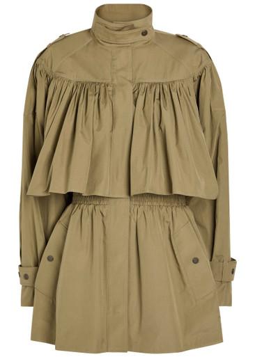 Gathered cotton-poplin coat by CHLOE