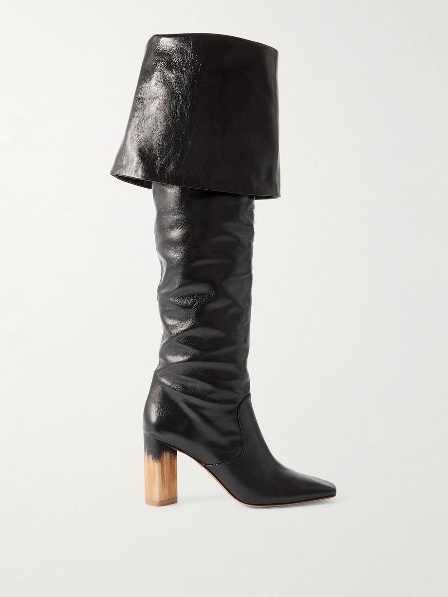Georgia ruched polished-leather knee boots by CHLOE