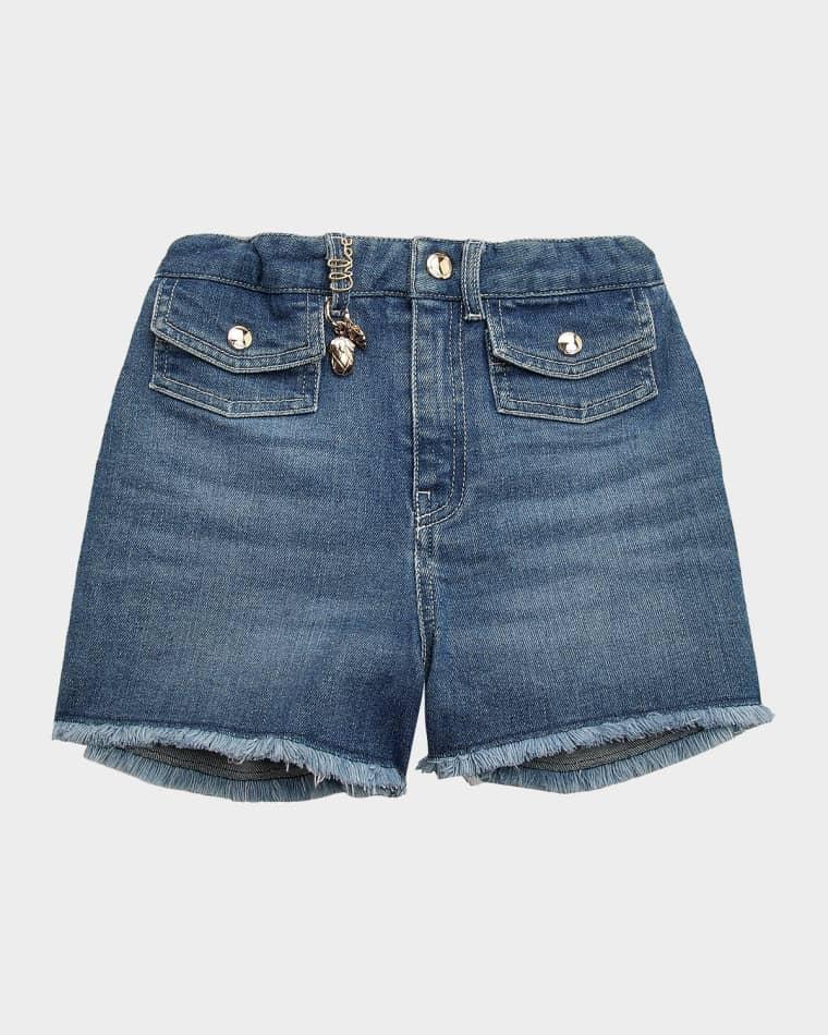 Girl's Charm Embellished Denim Shorts, 4-14 by CHLOE