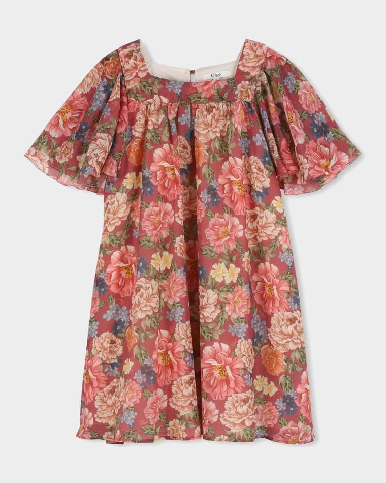 Girl's Floral Short-Sleeve Dress, Size 4-14 by CHLOE
