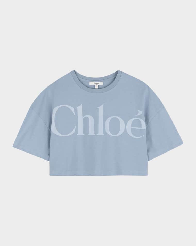 Girl's Logo Short-Sleeve Crop T-Shirt, Size 4-14 by CHLOE