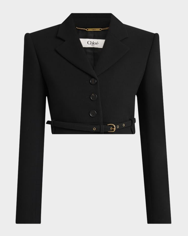 Grain De Poudre Belted Crop Jacket by CHLOE