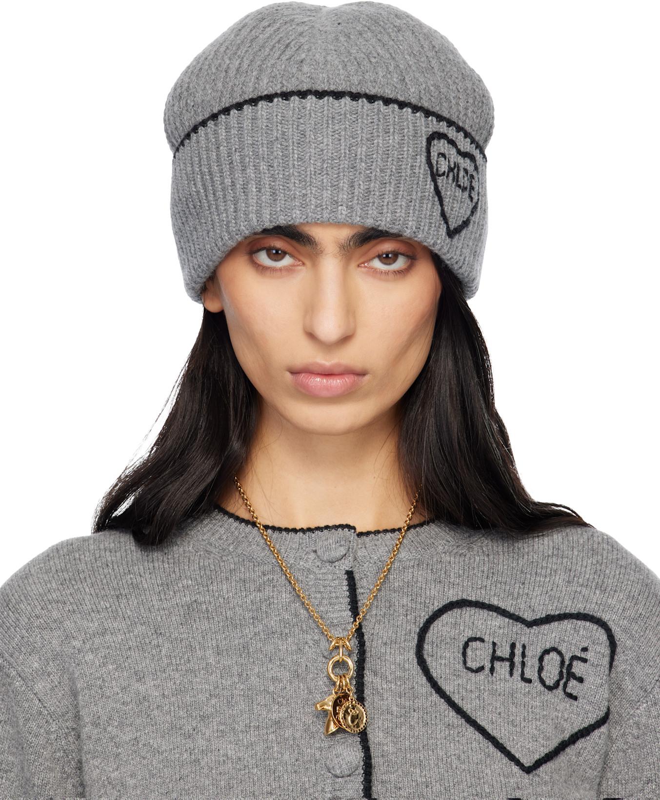 Gray 'The Chloé Encoeur' Beanie by CHLOE