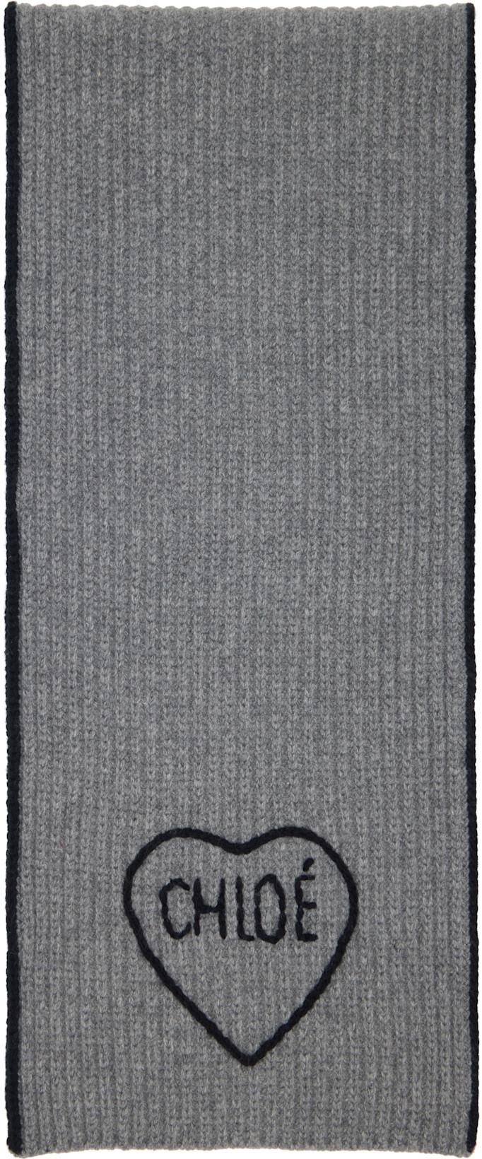 Gray 'The Chloé Encoeur' Scarf by CHLOE