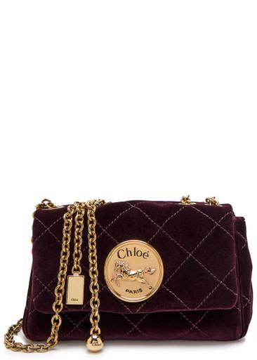 Heritage quilted velvet shoulder bag by CHLOE