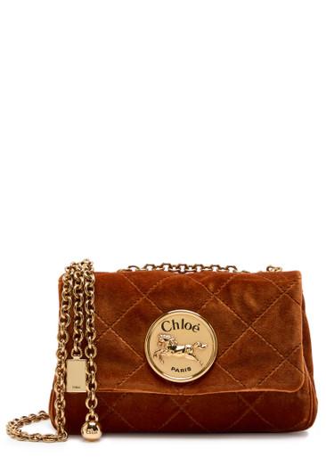 Heritage quilted velvet shoulder bag by CHLOE