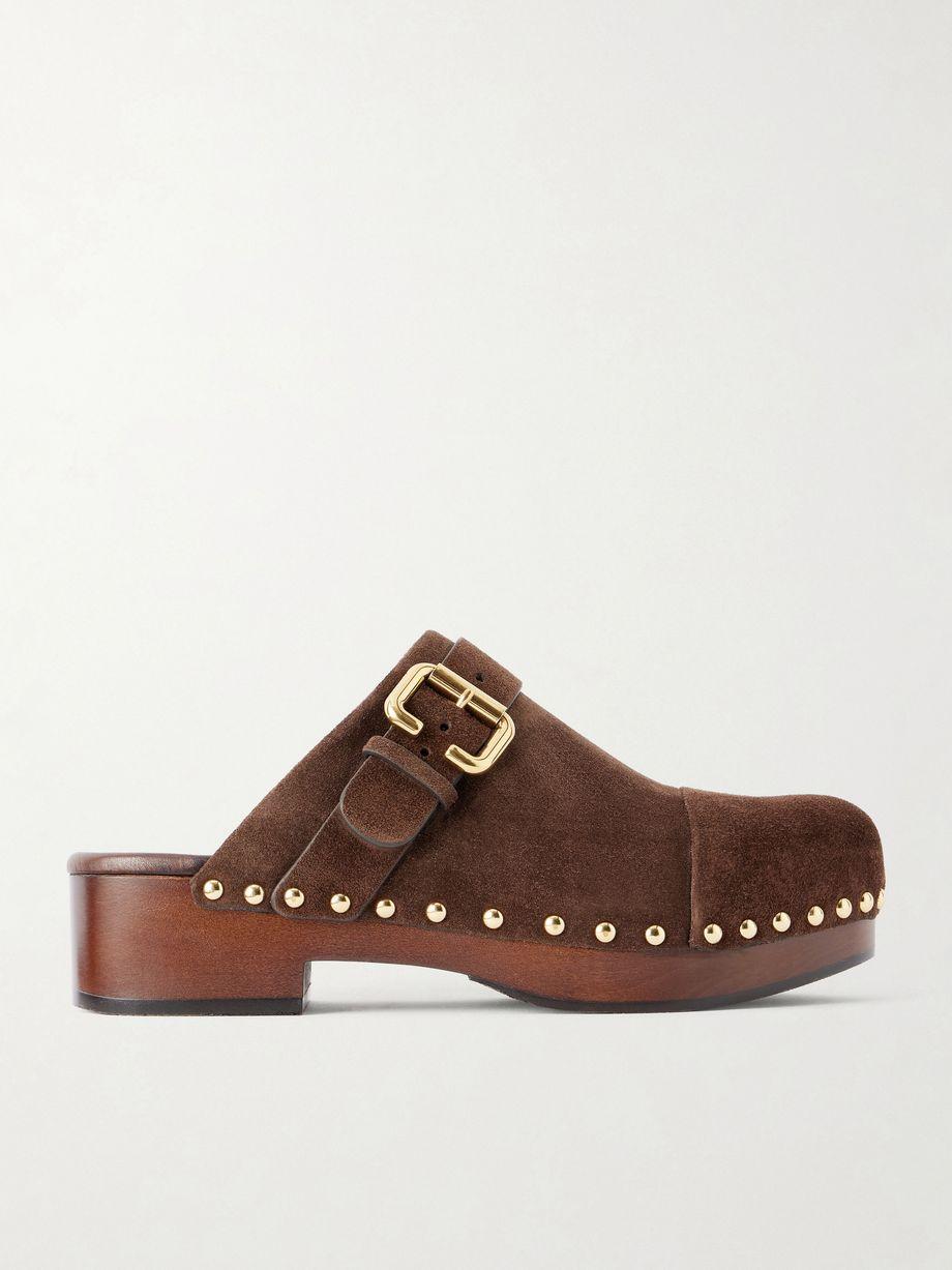 Jeannette embellished suede clogs by CHLOE