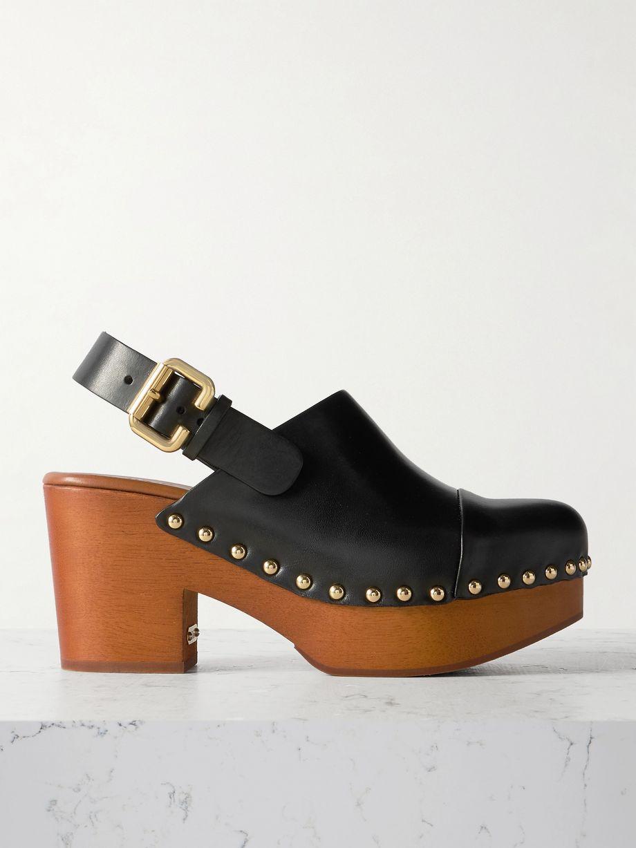 Jeannette studded leather slingback platform clogs by CHLOE