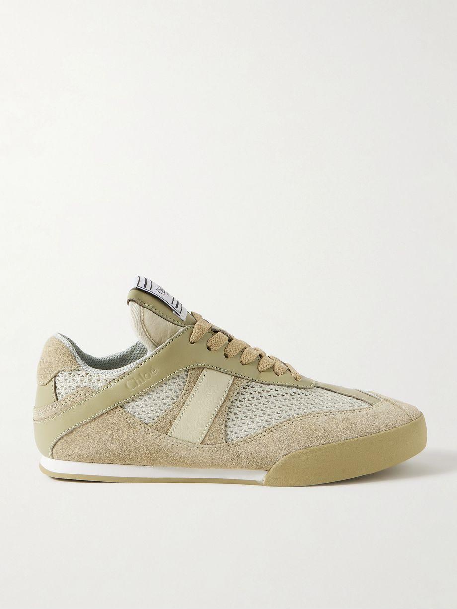 Kick leather and suede-trimmed mesh sneakers by CHLOE