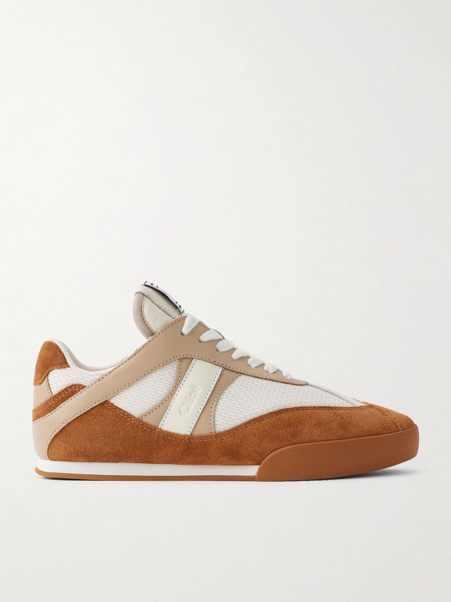 Kick leather and suede-trimmed mesh sneakers by CHLOE