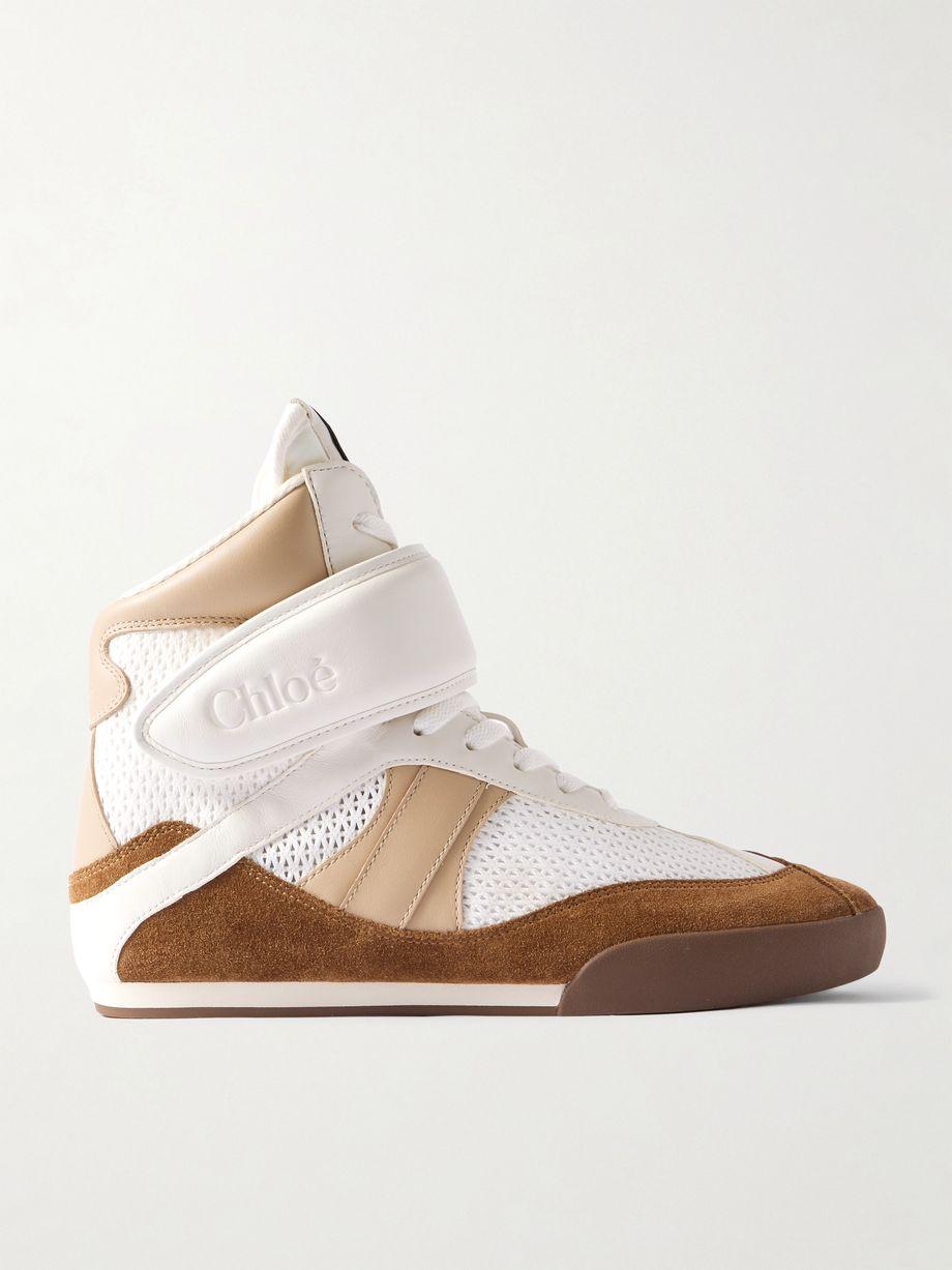 Kick suede, mesh and leather high-top sneakers by CHLOE