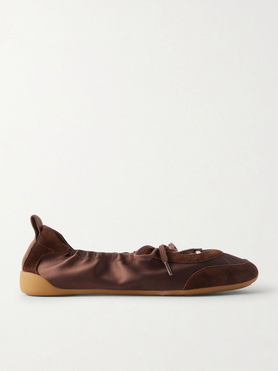 Kick suede-trimmed satin sneakers by CHLOE