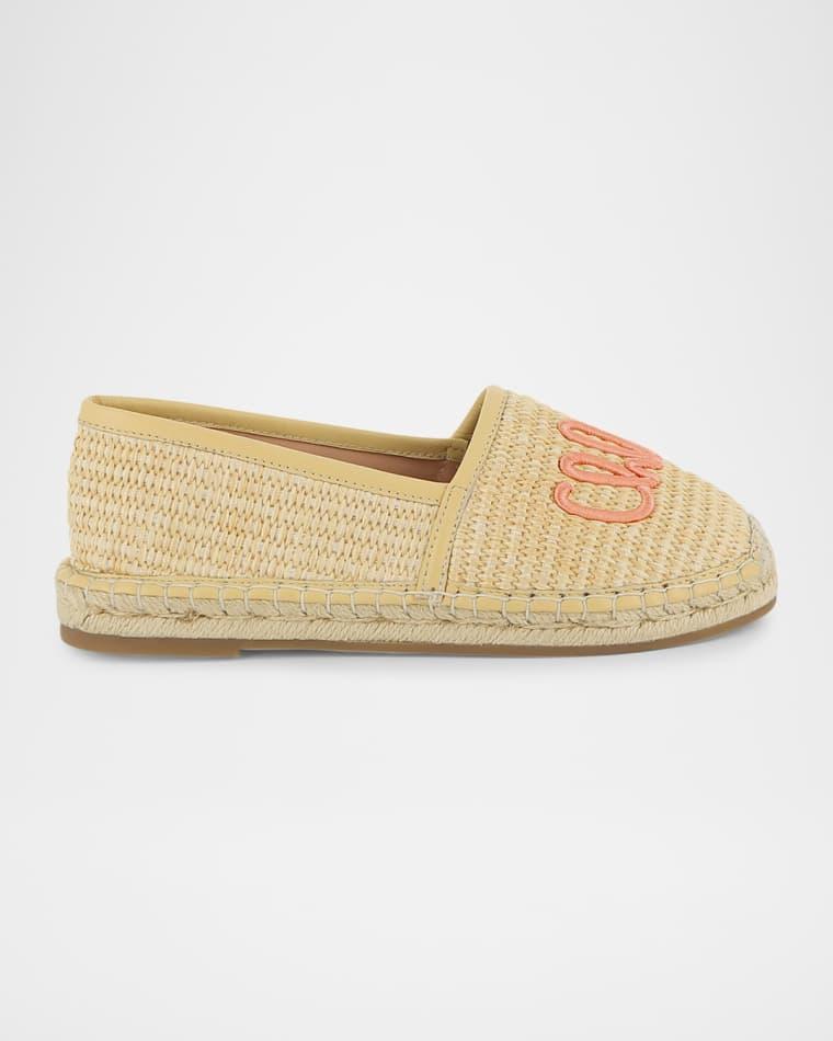 Kid's Logo-Embroidered Raffia Espadrilles, Kids by CHLOE