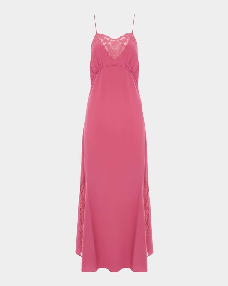 Lace-Trim Empire Silk Midi Slip Dress by CHLOE