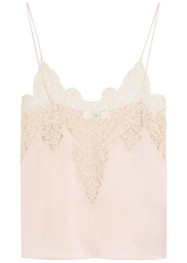 Lace-trim silk camisole top by CHLOE