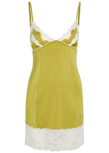 Lace-trim stretch-satin mini dress by CHLOE