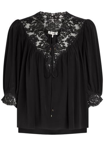 Lace-trimmed silk blouse by CHLOE