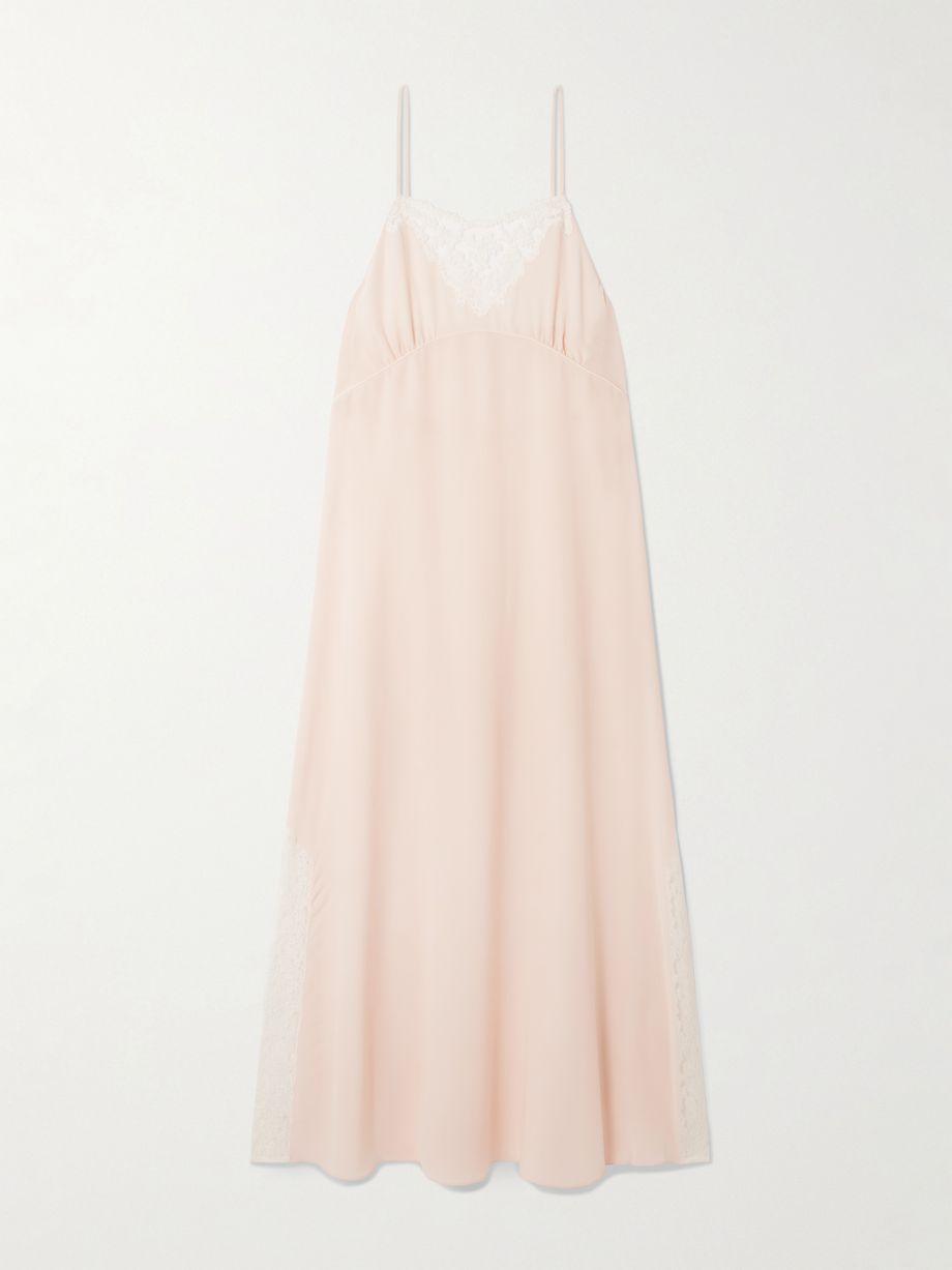 Lace-trimmed silk crepe de chine maxi dress by CHLOE