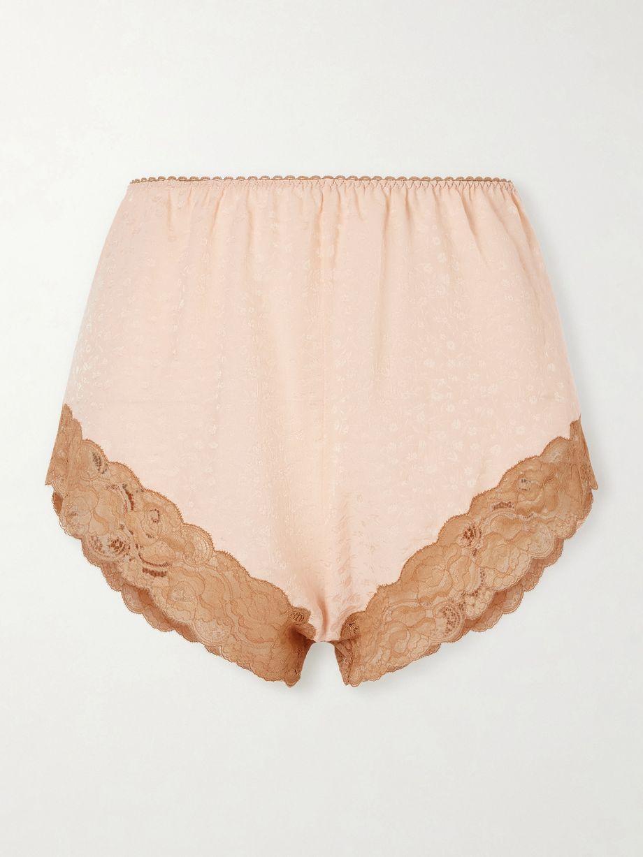 Lace-trimmed silk-jacquard shorts by CHLOE