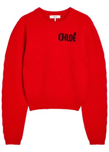 Logo wool and cashmere-blend jumper by CHLOE