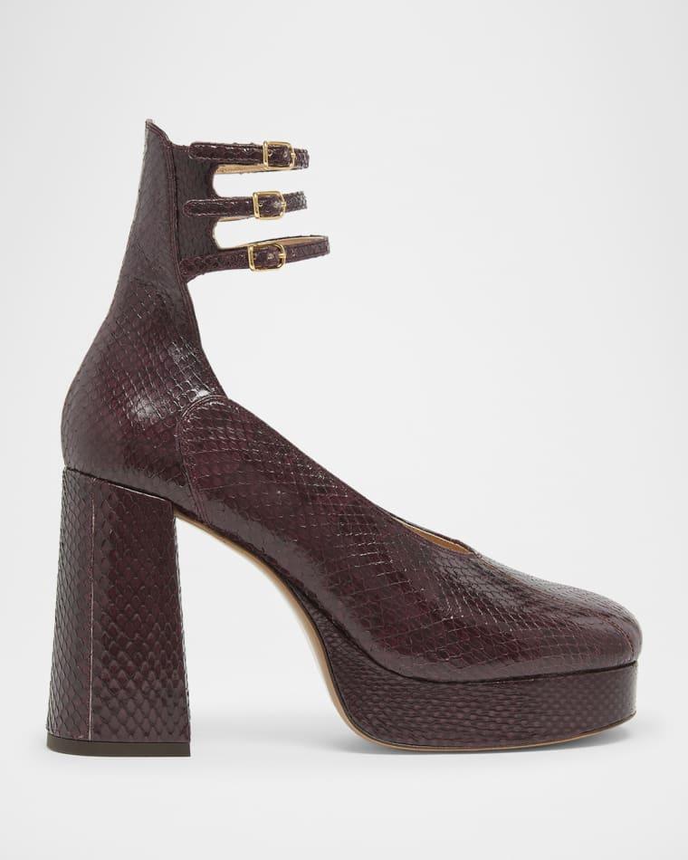 Loti Snake Platform Block-Heel Pumps by CHLOE