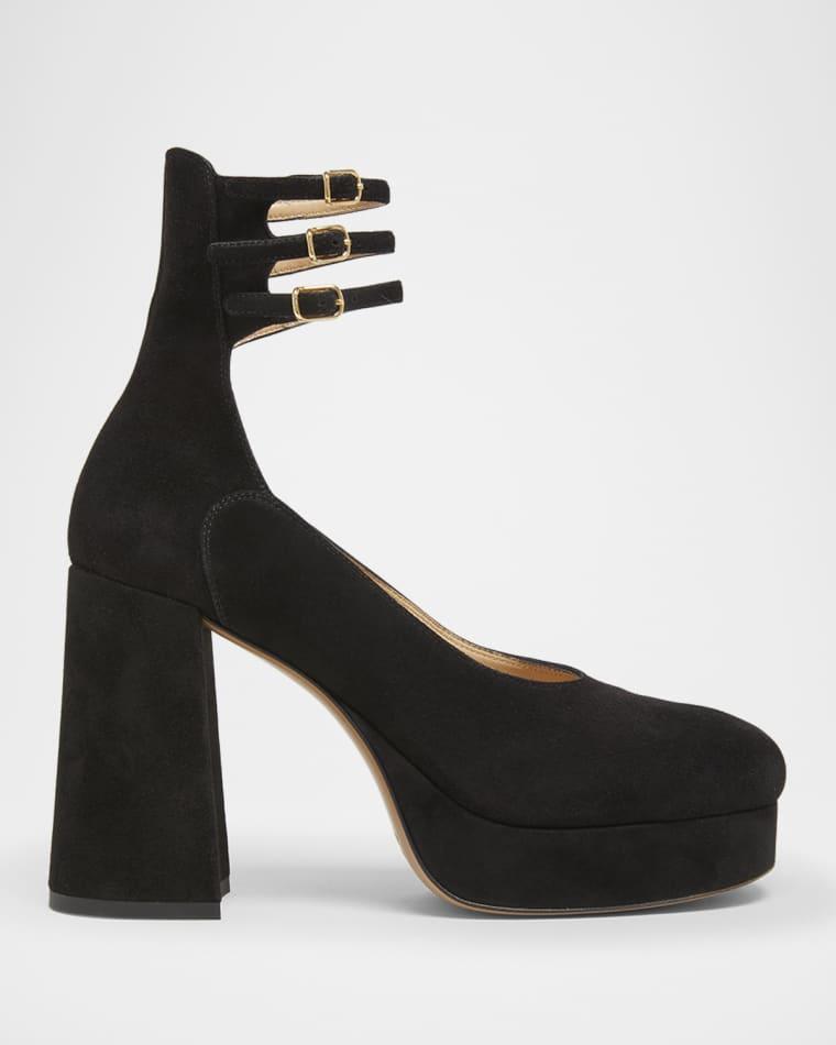 Loti Suede Platform Block-Heel Pumps by CHLOE