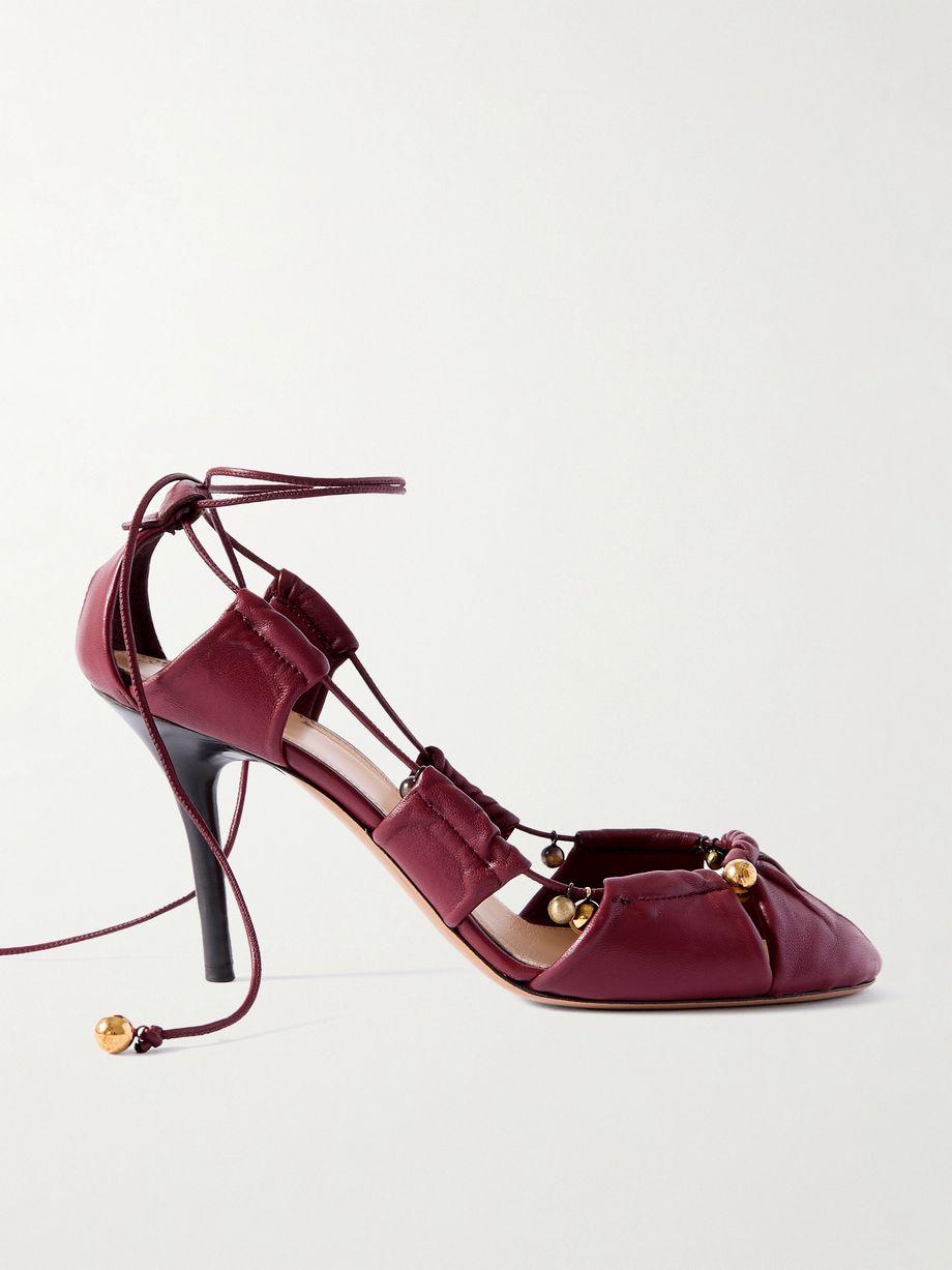 Luna cutout embellished pleated leather pumps by CHLOE