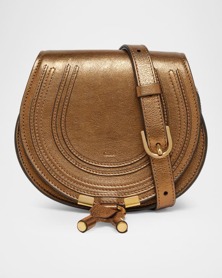Marcie Small Saddle Crossbody Bag in Metallic Leather by CHLOE