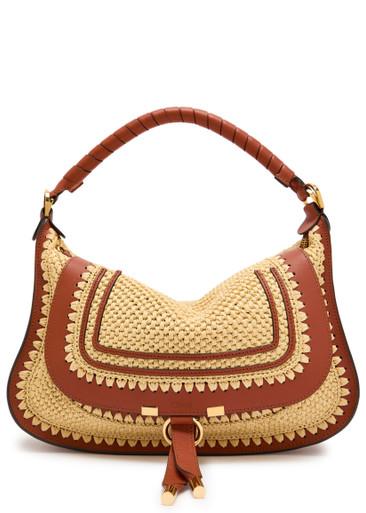 Marcie leather and raffia shoulder bag by CHLOE