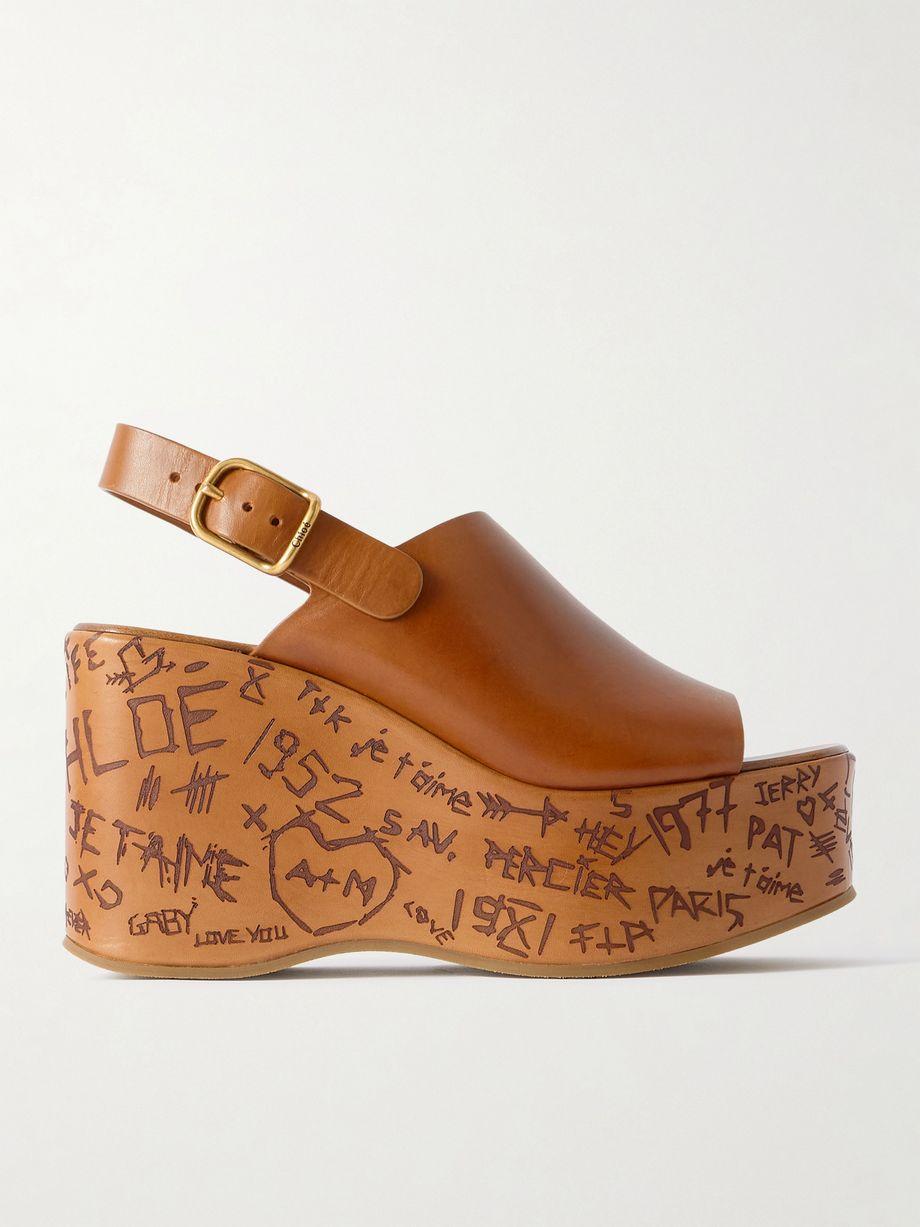 Maxime leather platform wedge sandals by CHLOE
