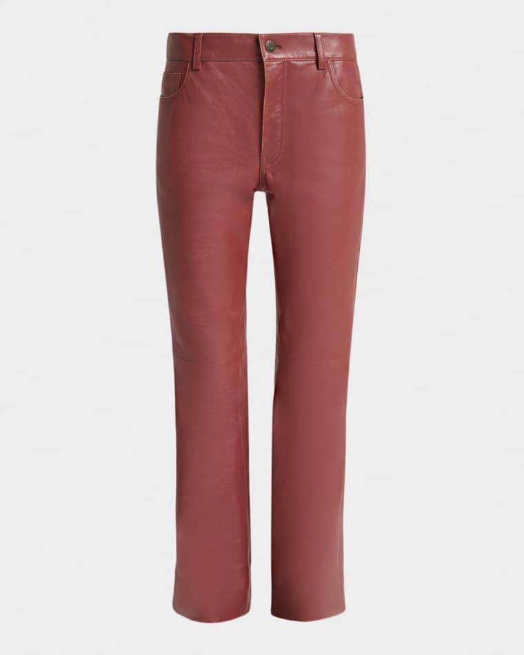 Mid-Rise Leather Flare Trousers by CHLOE