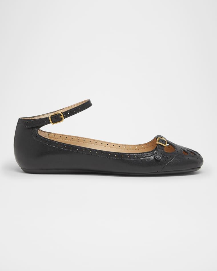 Misty Cutout Leather Ballerina Flats by CHLOE