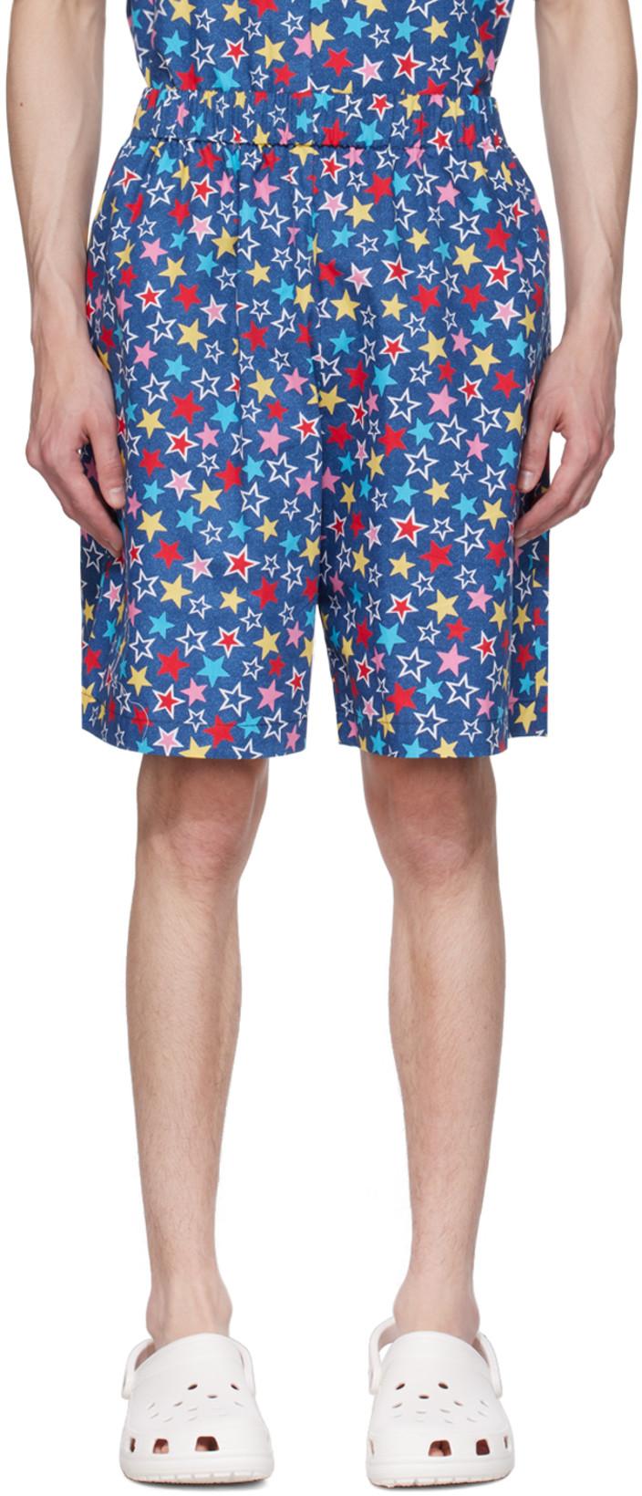 Blue Printed Shorts by CHLOE NARDIN