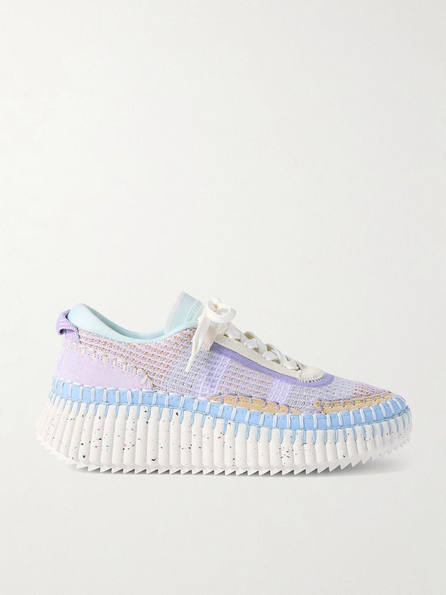 + NET SUSTAIN Nama embroidered suede and recycled-mesh sneakers by CHLOE