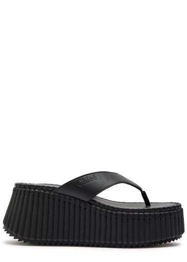 Nama 80 thong leather wedge sandals by CHLOE