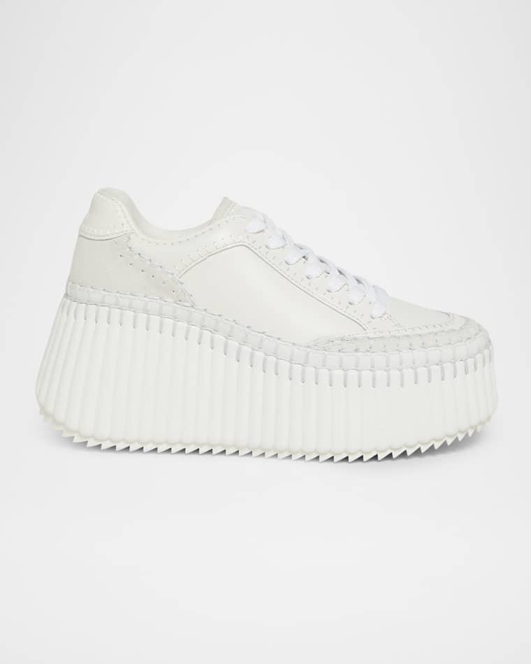 Nama Platform Mix Leather Sneakers by CHLOE