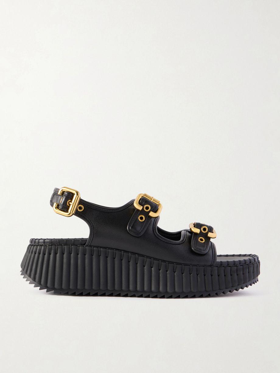 Nama buckled leather wedge sandals by CHLOE